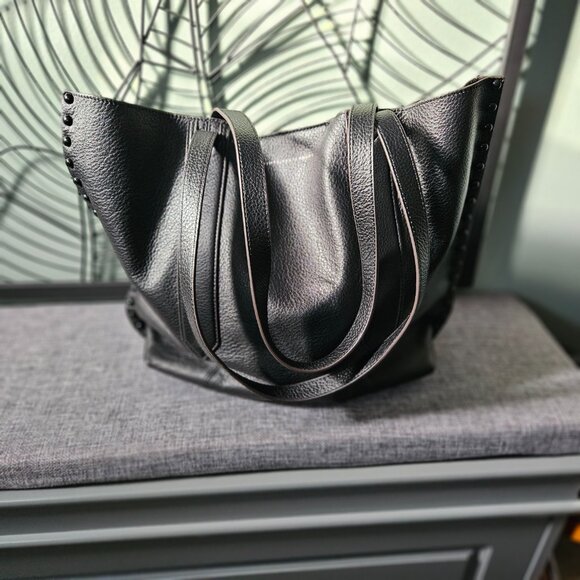 Aimee Kestenberg | Busy Bee Unlined Black Genuine Leather Studded Bag - Picture 3 of 15